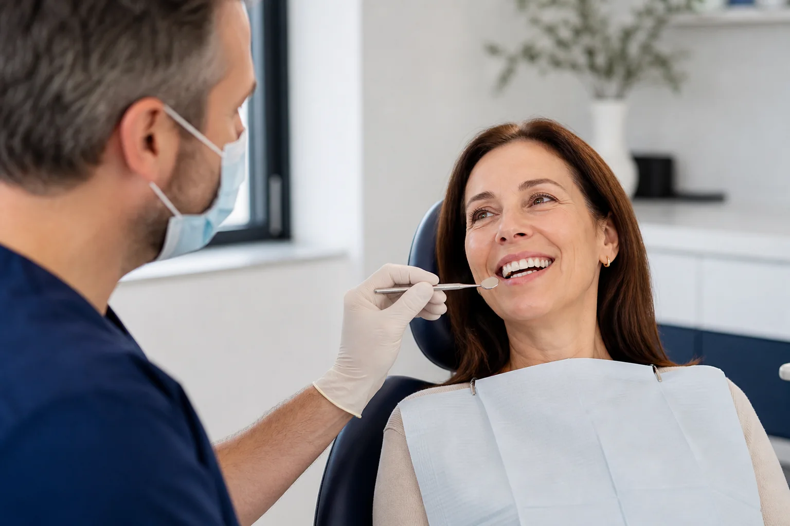 Patient receiving a gentle dental examination