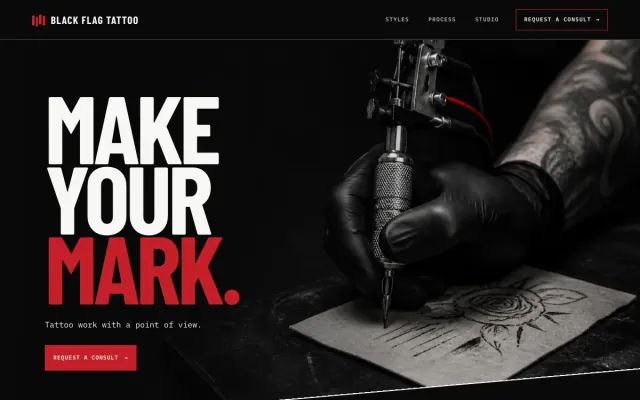 Tattoo Studio website design example: Black Flag Tattoo homepage, Pittsburgh, PA