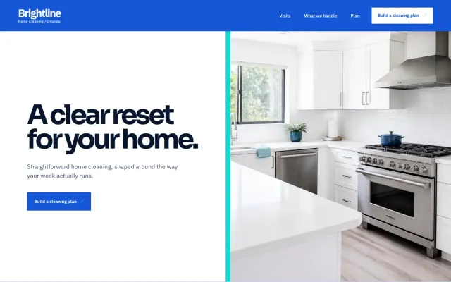 Cleaning Service website design example: Brightline Home Cleaning homepage, Orlando, FL