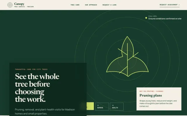 Tree Service website design example: Canopy Tree Service homepage, Madison, WI