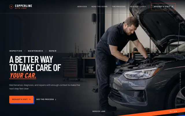 Auto Repair website design example: Copperline Auto Care homepage, Cleveland, OH