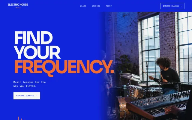 Music School website design example: Electric House Music homepage, Detroit, MI