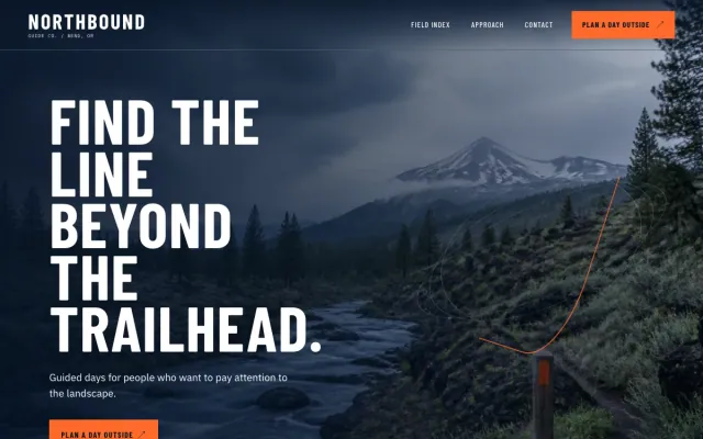 Outdoor Guide website design example: Northbound Guide Co. homepage, Bend, OR