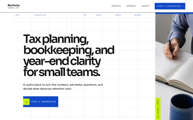 Accountant website design example: Northstar Ledger & Tax homepage, Seattle, WA