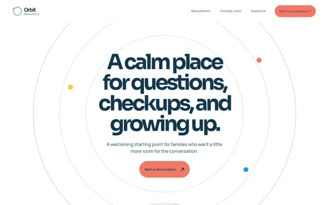 Pediatrician website design example: Orbit Pediatrics homepage, Denver, CO