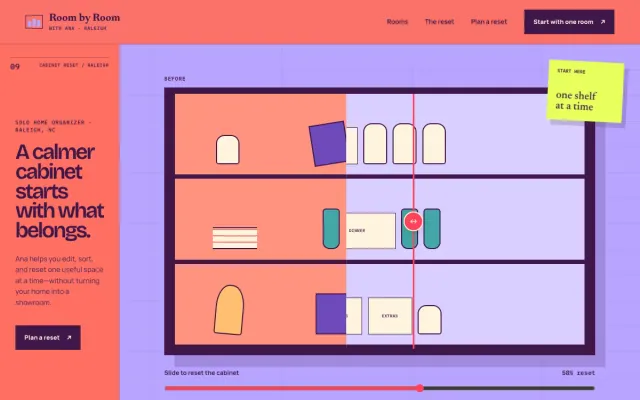 Home Organizer website design example: Room by Room with Ana homepage, Raleigh, NC